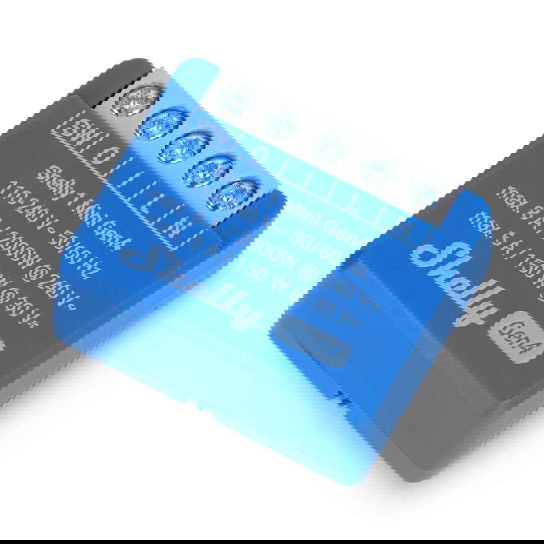 Shelly 1 Mini Gen4 - przekaźnik 240V/8A WiFi/Bluetooth/ZigBee/Matter - aplikacja Android/iOS